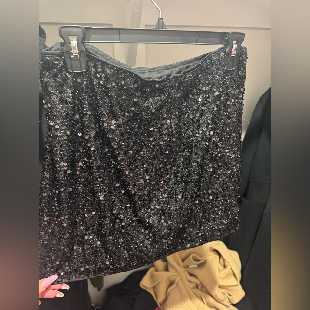 Shein Glittering Black Sequin Mini Skirt